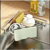 Dreieckiges Spülbecken-Abtropfgestell Edelstahl Spülbecken-Caddy Organizer Abflussbar Große Kapazität Multifunktionaler Küchenspülbecken-Organizer
