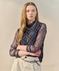 MAXZA Glen Check Sheer Mock Neck T-Shirt