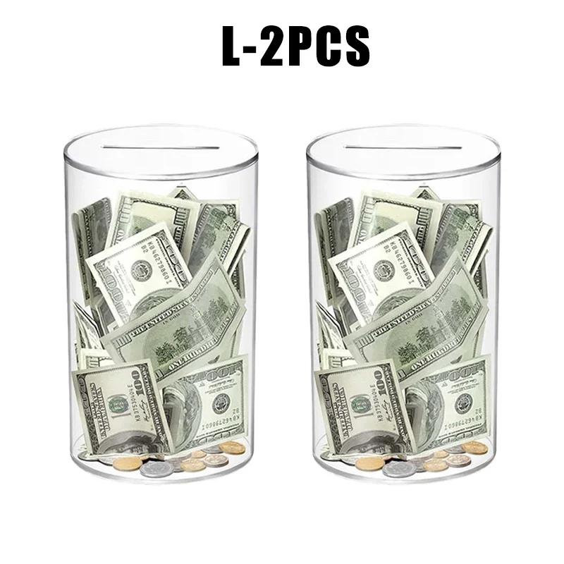 Modern Acrylic Money Jar Piggy Bank Child-Safe Unopenable Design Transparent Coin Savings Container Home Decor Desk Organizer