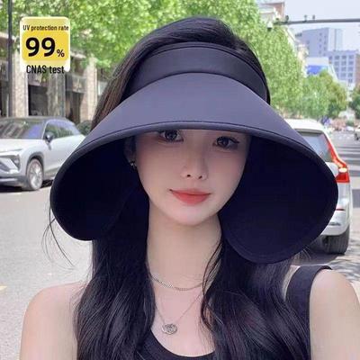 Women's Large Brim Open Top Sun Hat for Cycling, UV Protection, Ice Silk, Summer Shade Hat