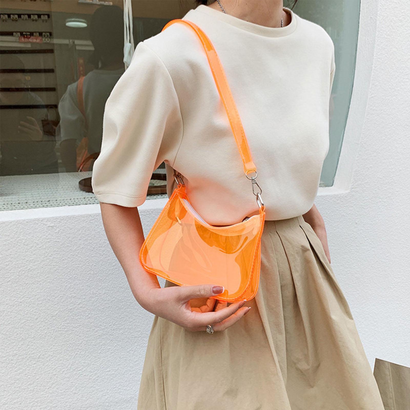 Модная винтажная женская однотонная прозрачная сумка через подмышку — фото 4