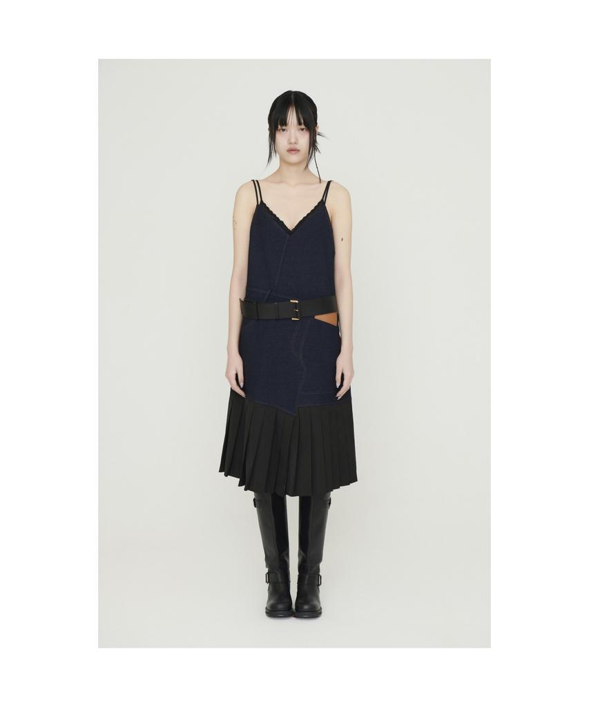 LUCKY CHOUETTE Pleats Colored Denim-Like Dress (Dark Navy) Lfdas25250Nyd