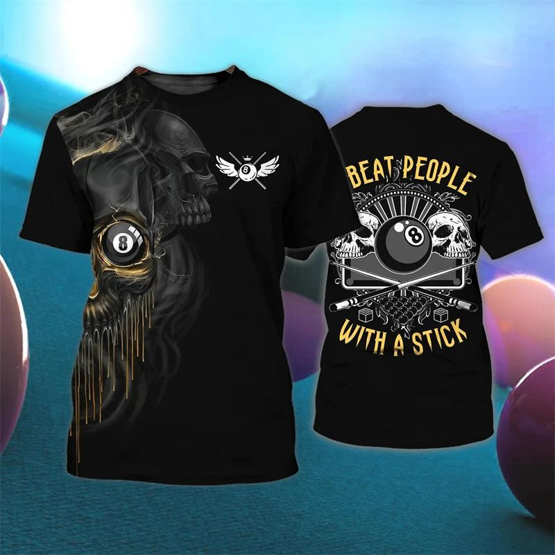 Módní kulečníkové 3D potištěné tričko pro muže, fitness trička do posilovny, dámské oblečení, streetwear, volná unisex trička, topy