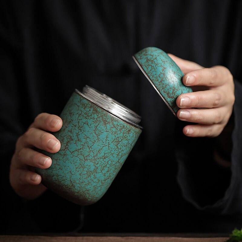Kiln-transformed ceramic tea canister, small sealed jar, portable storage jar