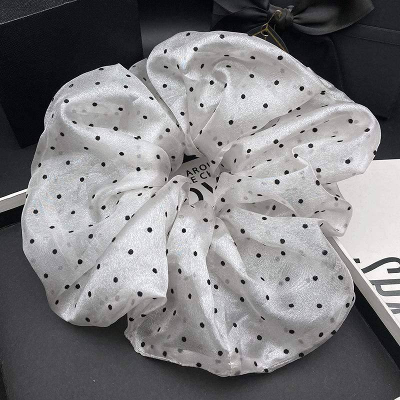 Korean Style Large Polka Dot Gauze Hair Tie - 2026 New Ponytail & Bun Accessory