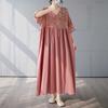 Cotton and Linen Patchwork Retro Style Dress, Long Skirt