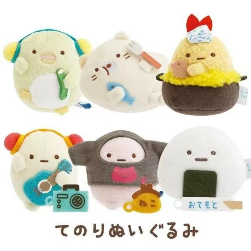 6CM Sumikko Gurashi Life style Serie Plüschtier Schlüsselanhänger Stofftiere Musik Shirokuma Ebifurai No Shippo Grüner Pinguin Puppe