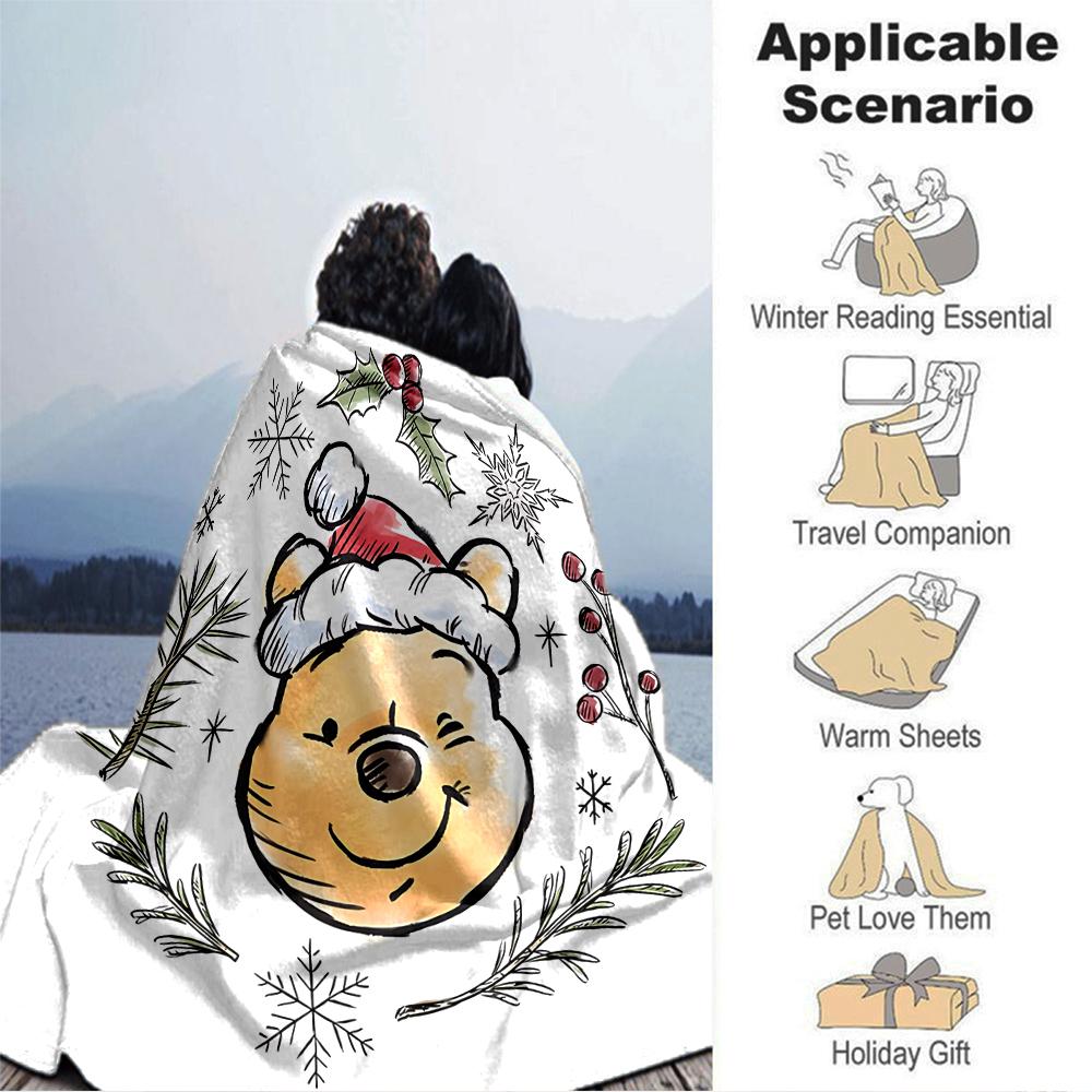 Christmas Winnie Pooh Blanket Soft Throw Blanket For Home Bedroom Bed Sofa Travel Office Solid Christmas Blanket