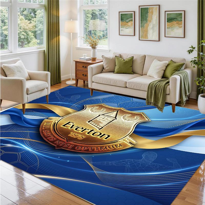 Everton Football Design Crystal Velvet Rug Soft Decorative Mat for Bedroom Entrance