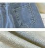 Women's Light Blue Plush Elastic Waist Wide-Leg Jeans, 2025 Spring/Autumn, Thickened, 9/10 Straight Leg.