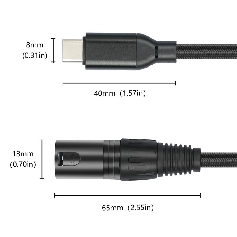 ABUO-USB C To XLR Cable,6.6 FT XLR Male To USB C Converter Adapter,Stereo Cable For Amplifier, Speaker, Mixer Console, Etc