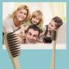 4pcs Single Cowhide Wrapped Bamboo Toothbrush Set Natural and Environmentally Friendly Bamboo Toothbrush Tablet