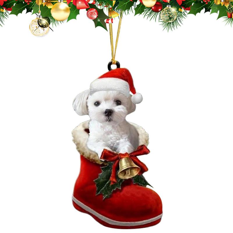 Cute Puppy Christmas Tree Hanging Ornaments Dog Shaped Stocking Pendants Christmas Decorations For Home Xmas Gifts New Year 2025