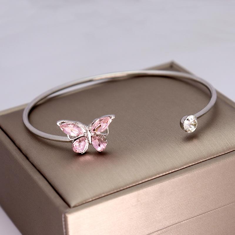 Fashion Small Animal Hand Ornament Bangle Simple Elegance for Women Inlay Drill Butterfly for Daily Wear Fashion Accessory Party
