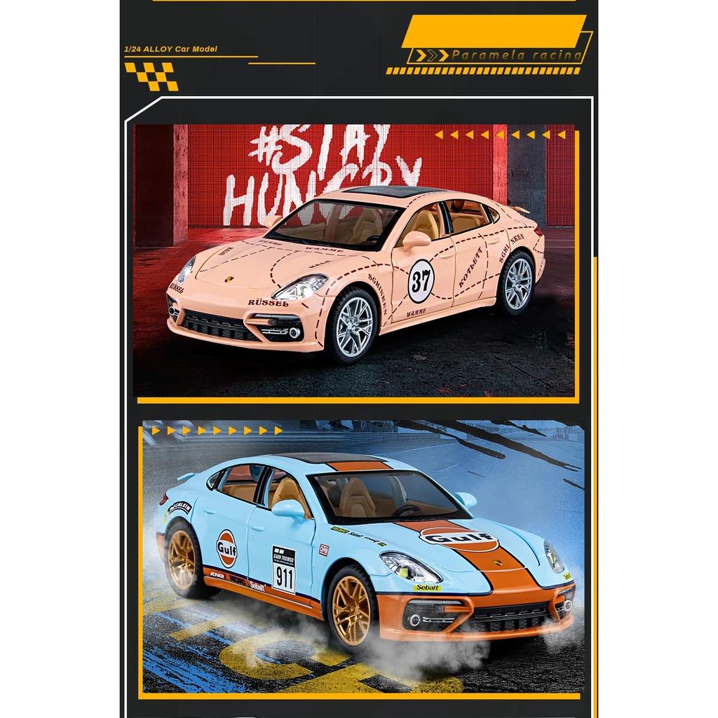 1/24 Porsche Panamera GULF Supercar Alloy Diecasts & Toy Vehicles Metal Toy Car Model Sound and Light Collection Toy