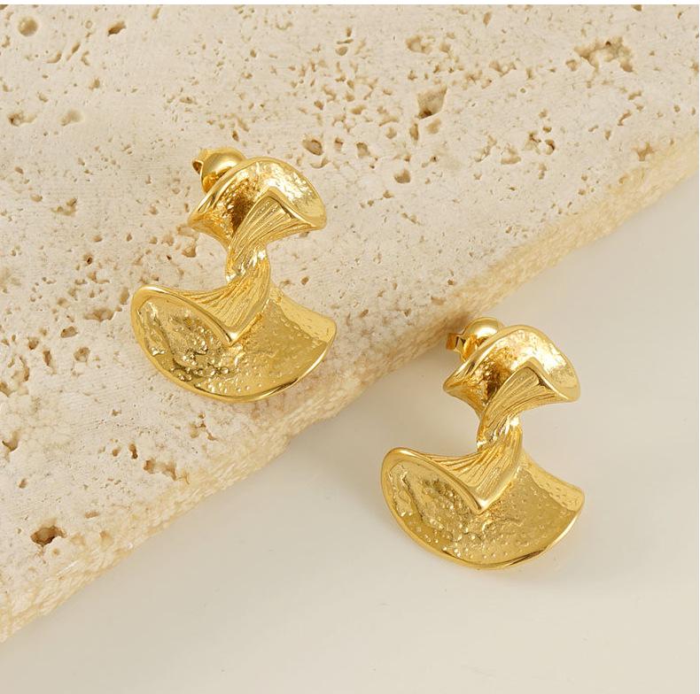 European-American Fashion Stainless Steel Irregular Design Earrings - Versatile Titanium Statement Jewelry