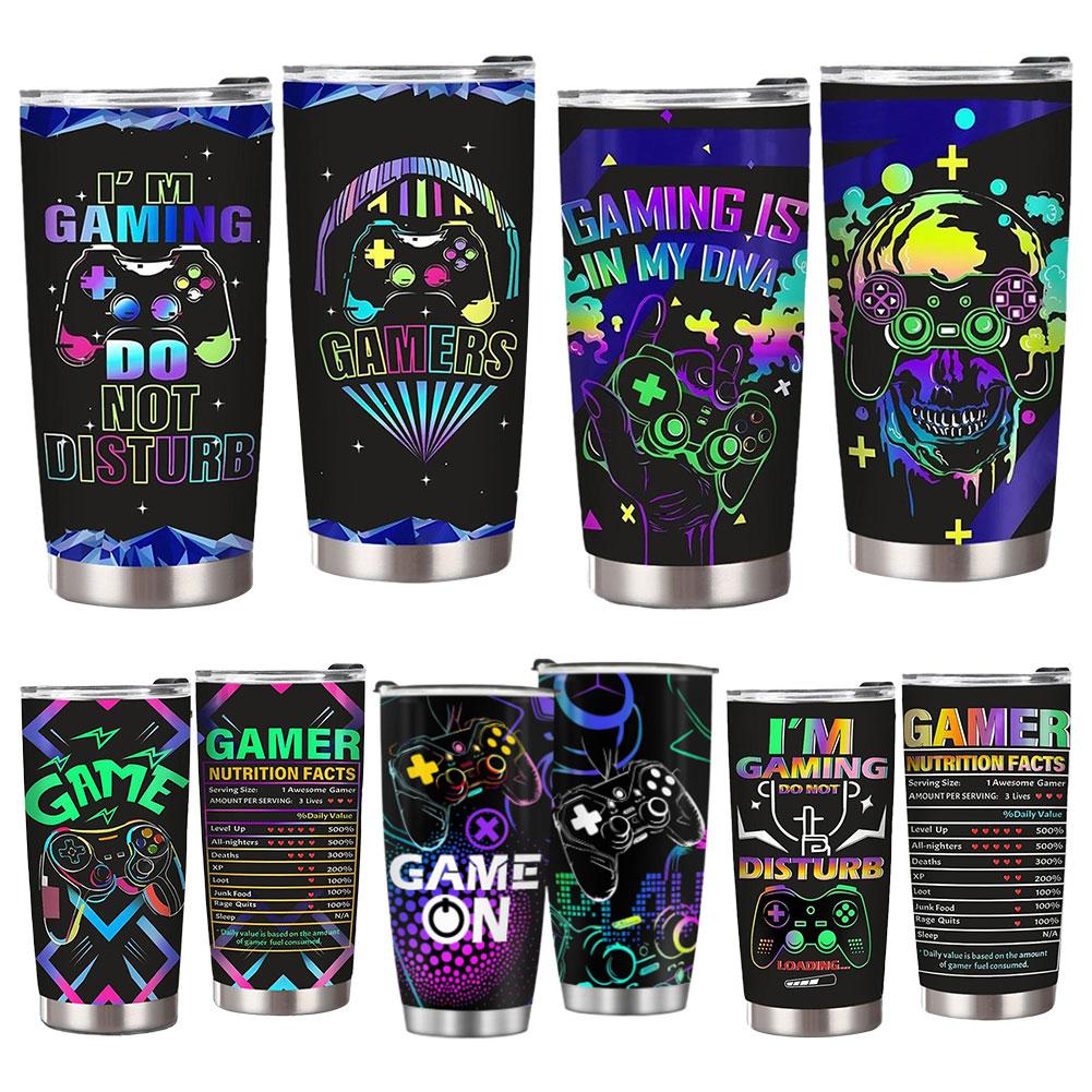 20oz Stainless Steel Gaming Mug with Lid Gamer Tumbler Cup Travel Mug for Teen Boy Son Dad Birthday Christmas Present