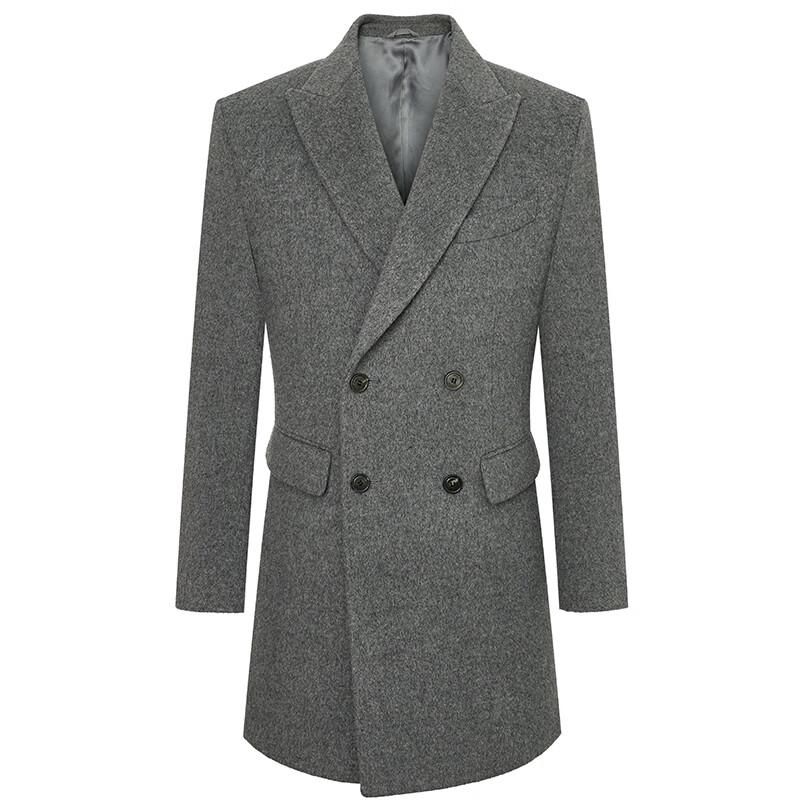 Baoxiniao Men's Double-faced Wool Double-breasted Mid-length Business Coat