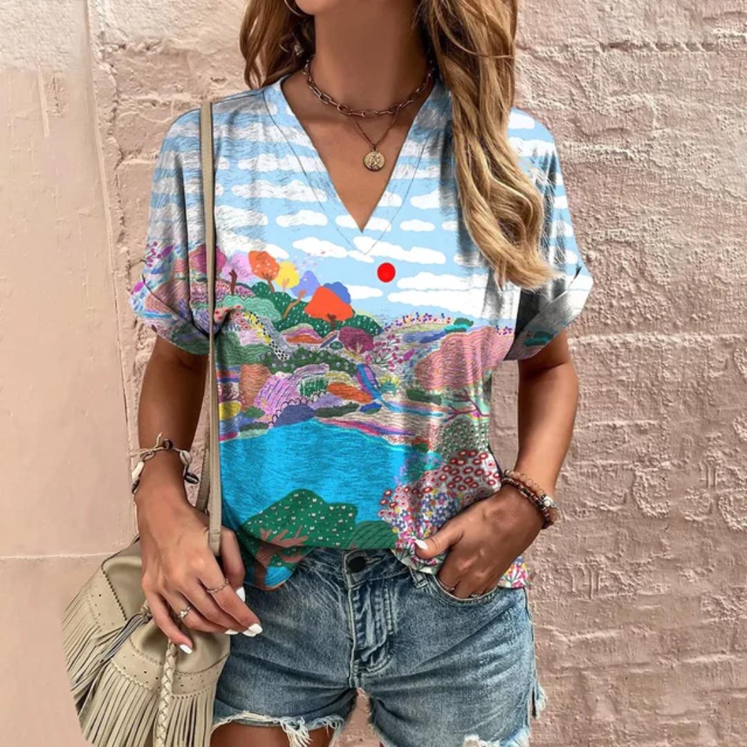 

Женская футболка в стиле ретро с 3d принтом, летняя футболка с v-образным вырезом и короткими рукавами, повседневная футболка в полоску с принтом Харадзюку для женщин, уличная одежда, пуловеры, новые топы 5XL