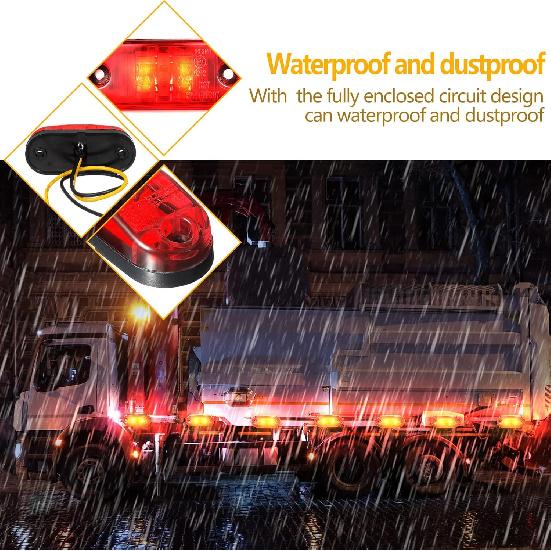 Tallew 20 Pieces 2.5 Inch Trailer Rv Marker LED Light 2 Diode Waterproof Side Marker Clearance Lights For Truck Camper Signal Running Lamp Surface