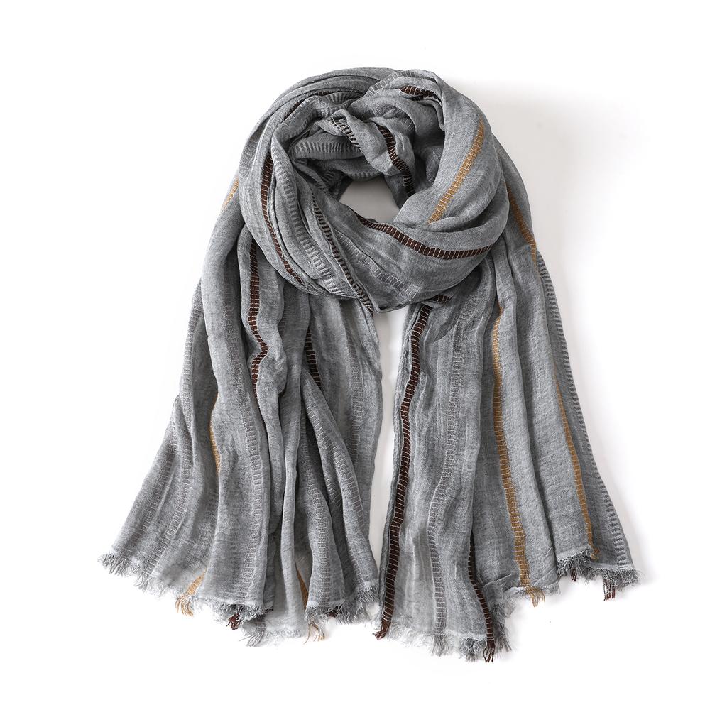 Fashion Striped Cotton Linen Scarf for Men