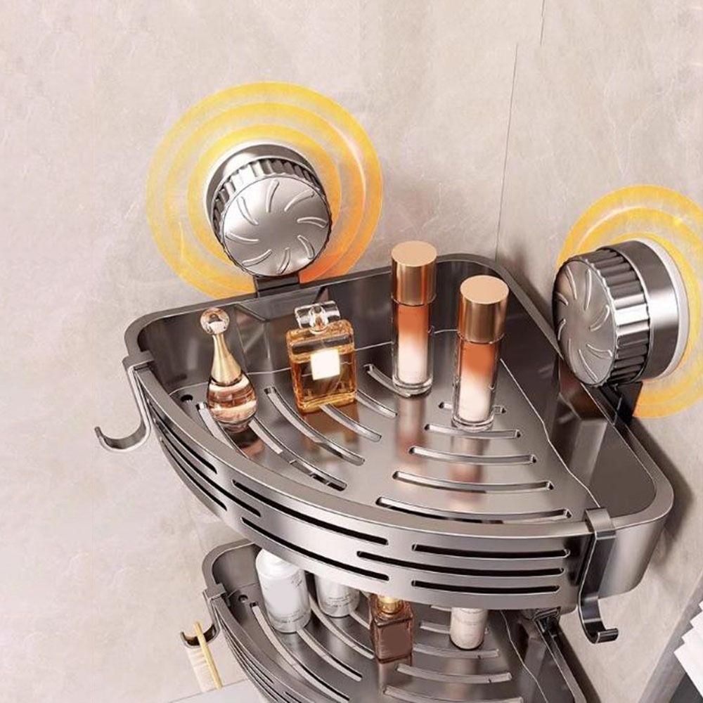 Wall Mounted Corner Storage Rack Plastic Suction Cup Shower Shelf  Kitchen