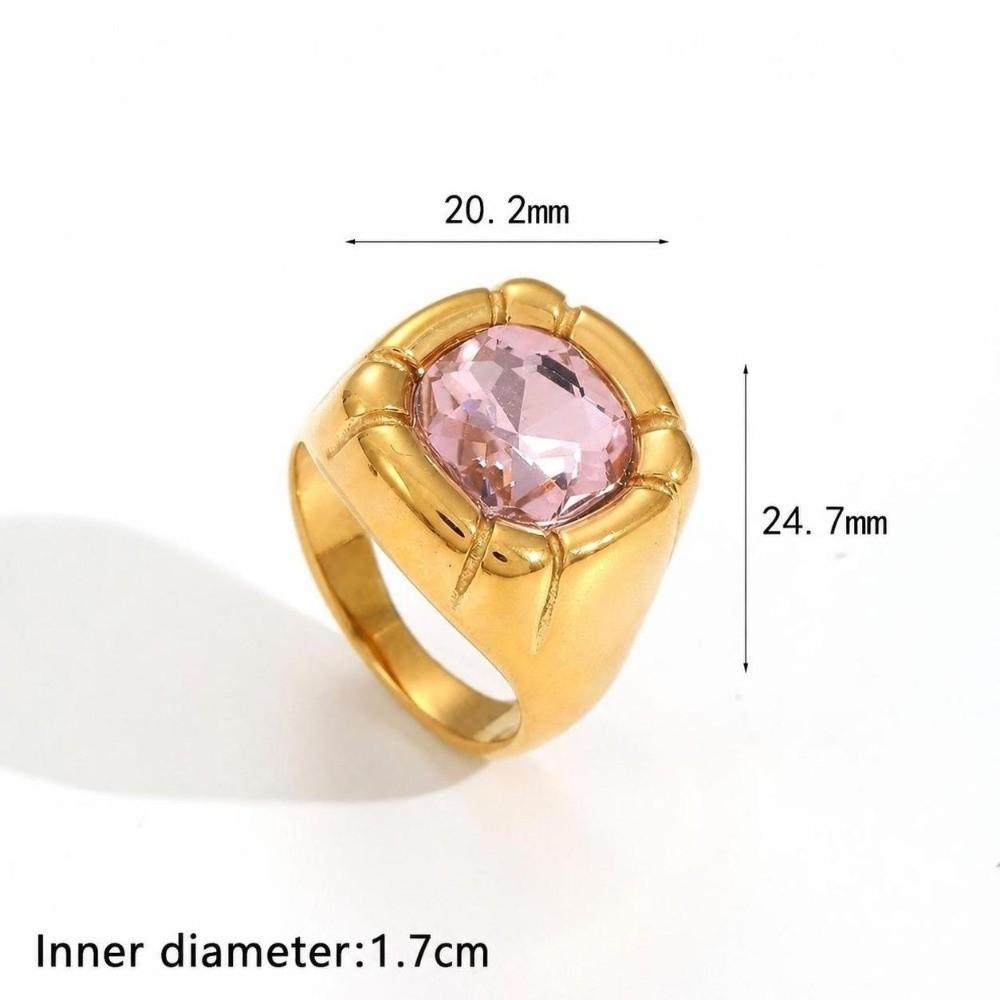 Colorful Zircon Zircon Rings Stainless Steel Finger Ring Elegant Gold Plated Rings  for Women