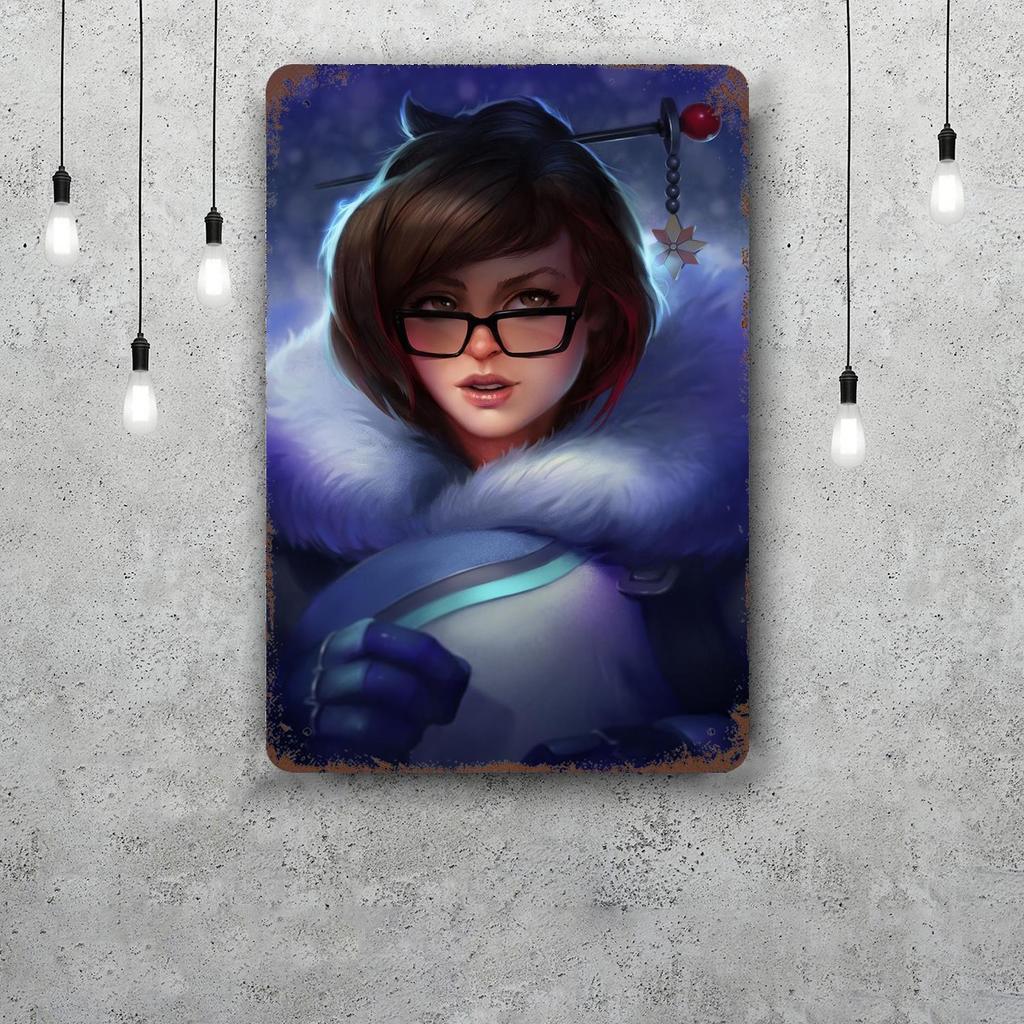 Mei Overwatch Vintage Metal Tin Signs Posters Decor Retro Metal Plaque Wall Art Decor for Garage Bar