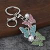 Keychain Pendant Rhinestones Inlaid Imitation Pearls Butterfly Charm Key Holder Car Bag Charm Small Accessory