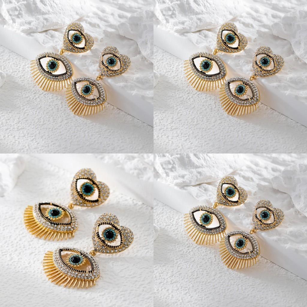 Fashionable Alloy Heart And Eye Geometric Earrings For Women Summer 2022