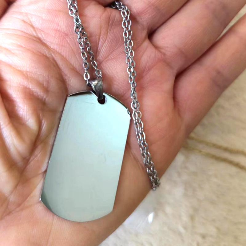 

10 Pcs/Lot Mirror Polished 304 Stainless Steel ID Blank Dog Tags Necklace Rectangle Military Army Pendant Zircon Wholesale 45cm