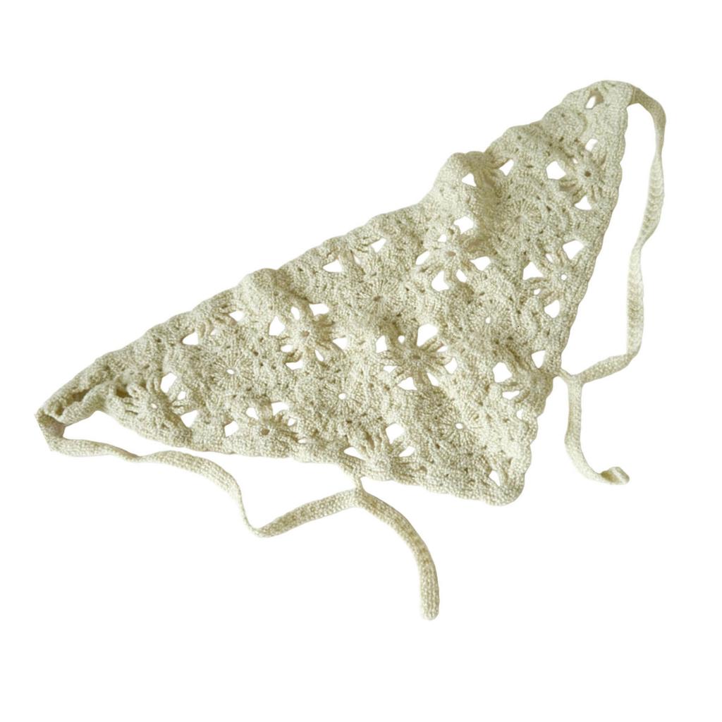 Knitted Floral Lace Triangled Scarf Headbands Lightweight Summer Hair Accessory Bohemian Style Beach Photography Fashion Prop