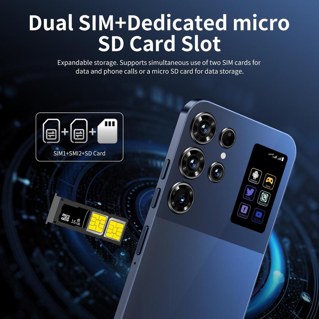 S26 Ultra 5G Smartphone: Android 7.3, 16GB RAM, 1TB Storage, Large Screen, Flagship Model.