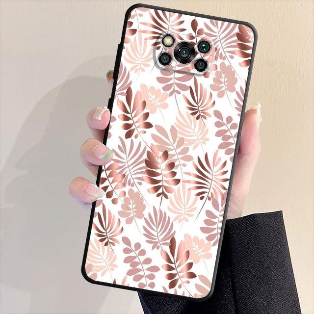 Black Soft Phone Case For Samsung Galaxy S20 S23 S21 Note 20 Ultra 10 Plus 8 9 S22 Note8 Luxury Flower Leaf Cover Funda