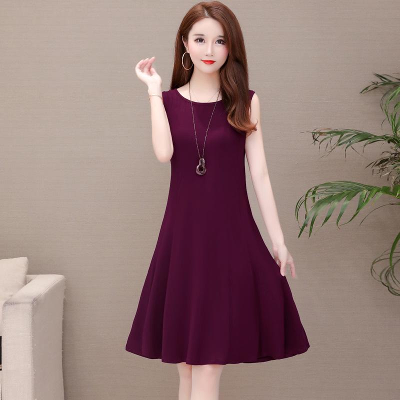 2025 Summer Sleeveless Modal A-line Dress - Loose Fit, Large Size
