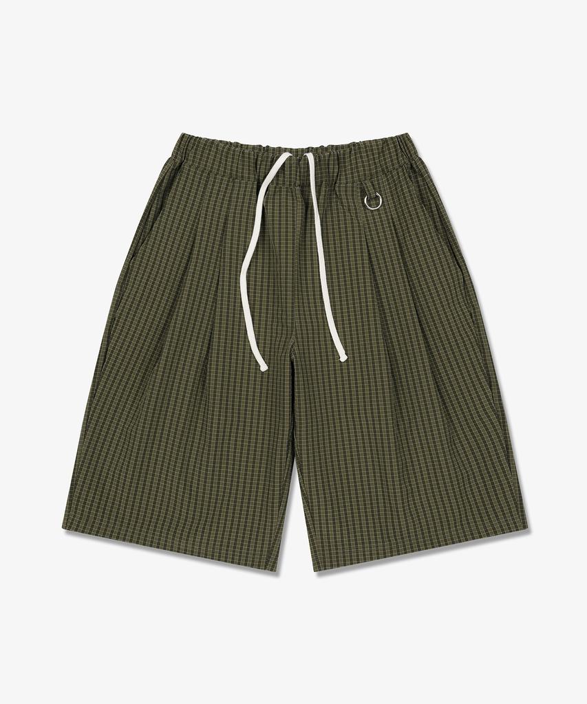 Pose Number Eight Two Tuck Check Bermuda Short (Olive)