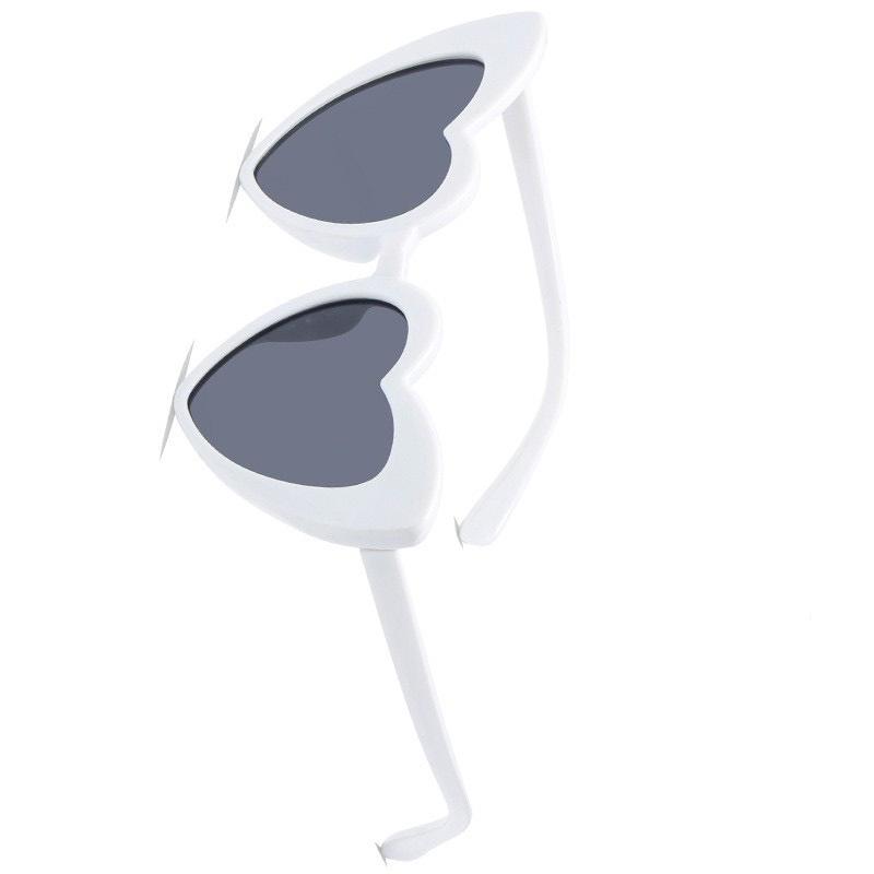 Heart Shaped Sunglasses Gray Lens UV Protection Cute Love Sunglasses for Women Party White Frame