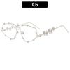Rhinestone Special-shaped Glasses Women Men Fashion Oversized Cat Eye Glasses Metal Oval Shades Frame Vintage Party Eyeglasses