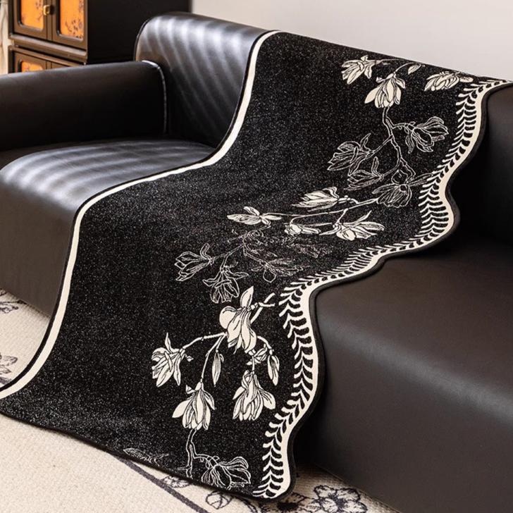 1 Stück Sofakissen mit Blumenmuster, Moderner Stil, Schneesamt, Unregelmäßige Form, Kratzfest für Katzen, Geeignet für den täglichen Gebrauch im Wohnzimmer