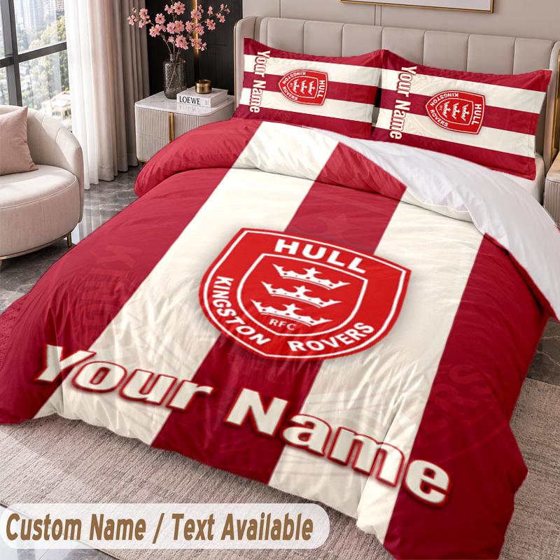 Hull KR Printed Bedding Set Custom Name Text 1 Duvet Cover 2 Pillowcases For Bedroom