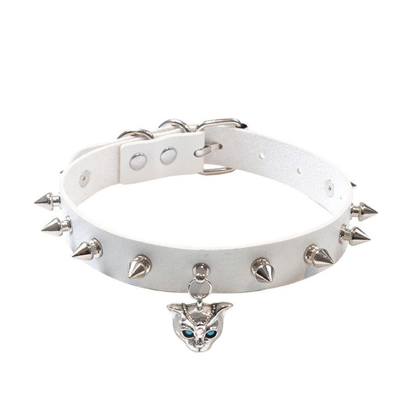 Goth Punk Nieten Nieten Choker Halsband Für Frauen Steampunk Katzenkopf Halskette Emo Halsband Cosplay Chocker Gothic Accessoires