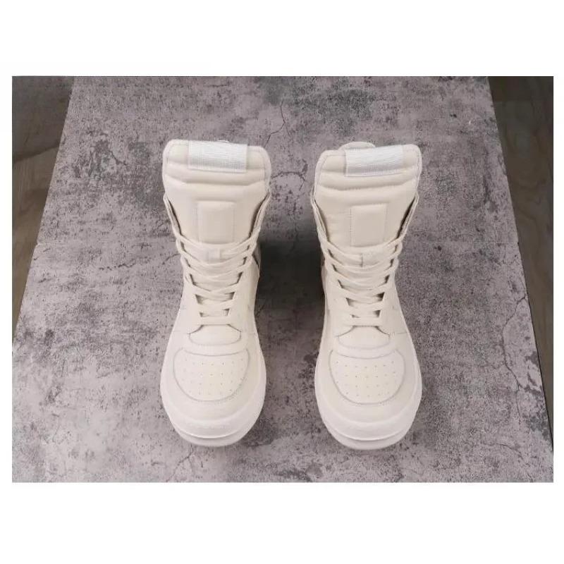 Men Genuine Leather Boots High Top Rock Sneakers Street Punk Shoes Riding Boots Women Retro Designer Platform Boots