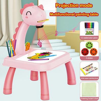 Dinosaur Children's Drawing Desk, With Projector, Educational Toy , Removable Projection Table For Kids Gift