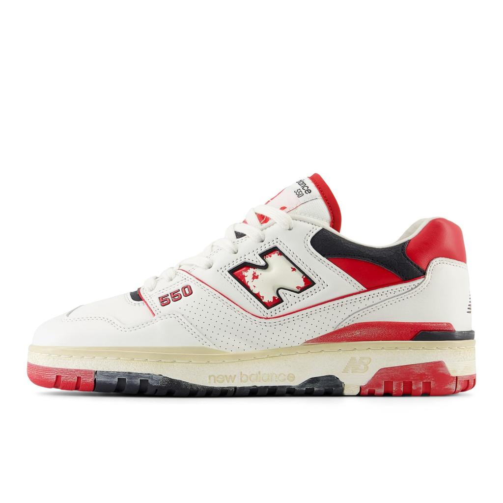 New Balance 574 Classic Running Sea Men's Shoe, Salt/Team Red/Black, 7.5