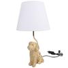 Retro Resin Dog Table Lamp Bedside Night Light with White Polyester Shade for Home Bedroom Office Decoration US Plug