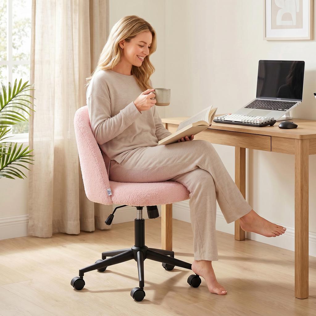 Ergonomic Office Chair, Height Adjustable, Casters, Pink