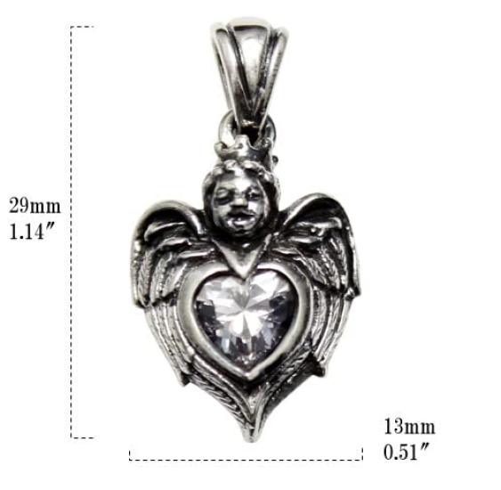 Angel Heart Pendant Top, Silver, for Women and Men