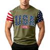 Men's Loose Fit Short Sleeve T Shirt with Flag Print Casual Summer Daily Wear Crew Neck Top for Outdoor Activities