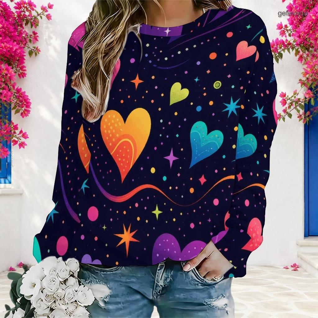 Womens Plus Size Crew Neck Long Sleeve Pullover Loose Soft Casual Leisure Street Daily Sweatshirt