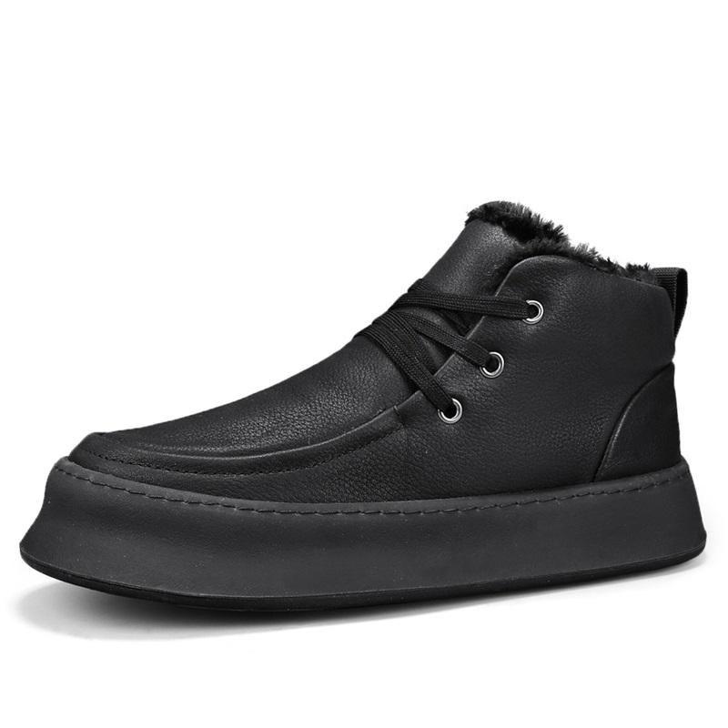 

Мужские новые зимние ботинки на хлопковой подкладке, нескользящие, водонепроницаемые, для активного отдыха, повседневные, с флисовой подкладкой, утолщенным утеплителем для тепла 39 чёрный